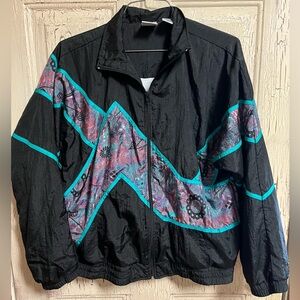 Vintage Black and Multicolor Windbreaker Jacket
